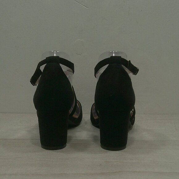 Journee Collection Foster Retro Pin up Style Black Almond Toe Pump Heels Size 10 - Picture 6 of 12